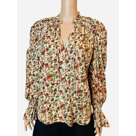 Free People Meant to Be Floral Cotton Long sleeve blouse size XSmall - Picture 4 of 12